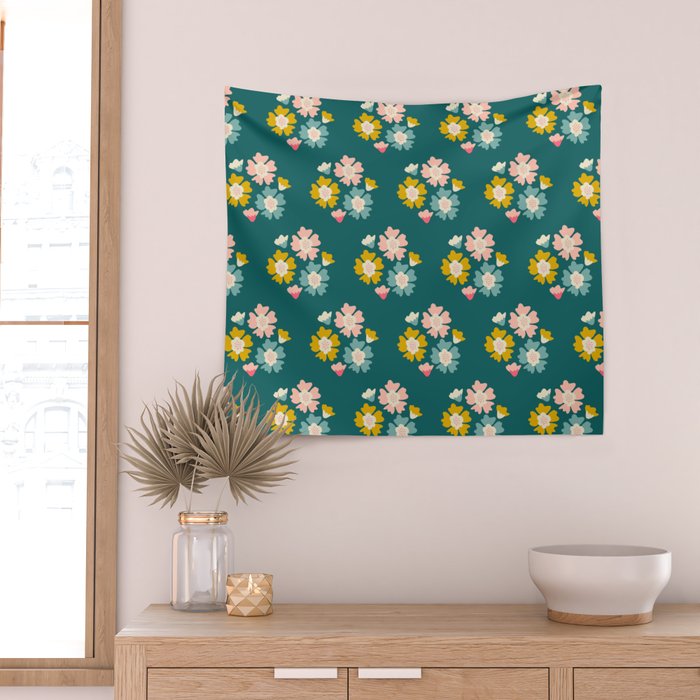 Blooming Flower - Green  Wall Tapestry Gallery Image 2