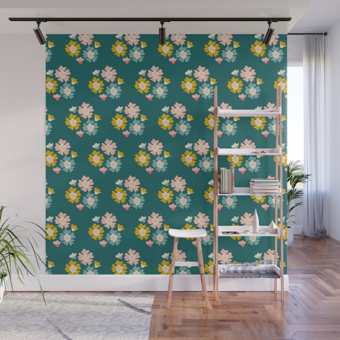 Blooming Flower - Green  Wall Mural Gallery Image 1