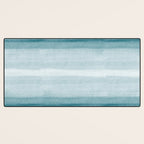 Tropical Dark Teal Inspired by Sherwin Williams 2020 Trending Color Oceanside SW6496 Watercolor Brush Strokes Horizontal Lines Pattern Desk Mat Gallery Image 3