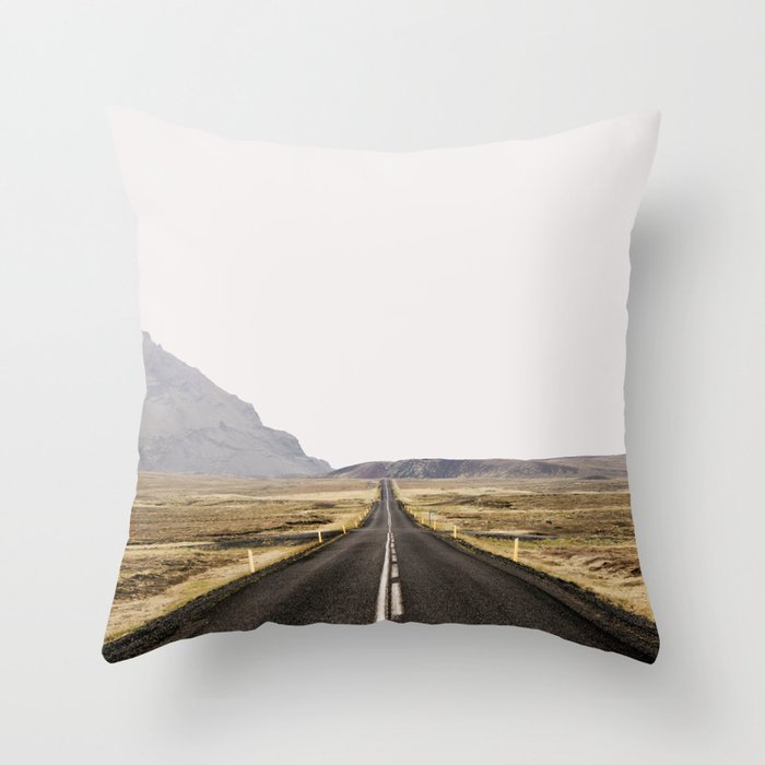 Lost Highway - Iceland Landscape, Travel Photography Throw Pillow Gallery Image 1