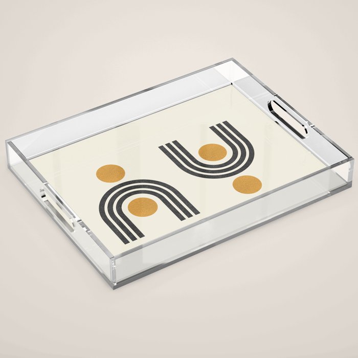 Mid century modern - arch suns Acrylic Tray Gallery Image 1