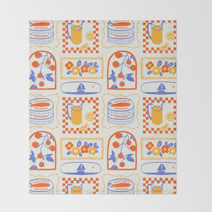 Summer vacation patchwork art pattern Throw Blanket Gallery Image 2
