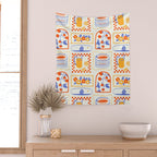 Summer vacation patchwork art pattern Wall Tapestry Gallery Image 2