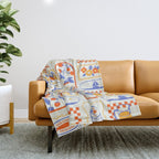 Summer vacation patchwork art pattern Throw Blanket Gallery Image 1