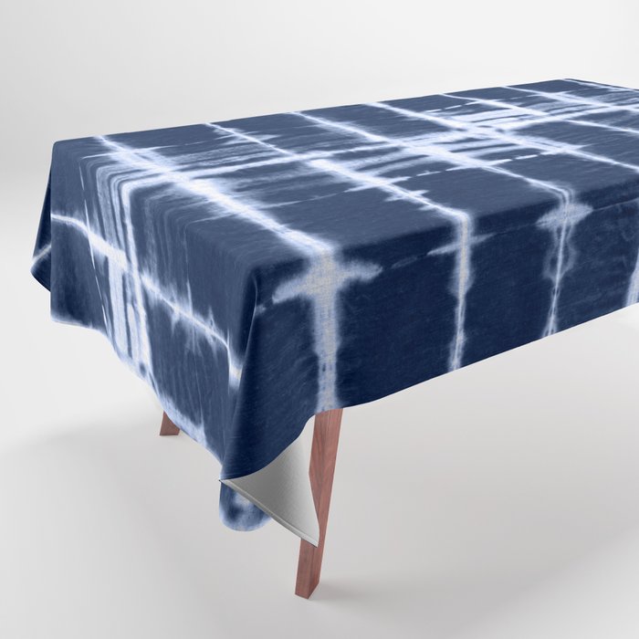Shibori itajime indigo square pattern Tablecloth Gallery Image 1