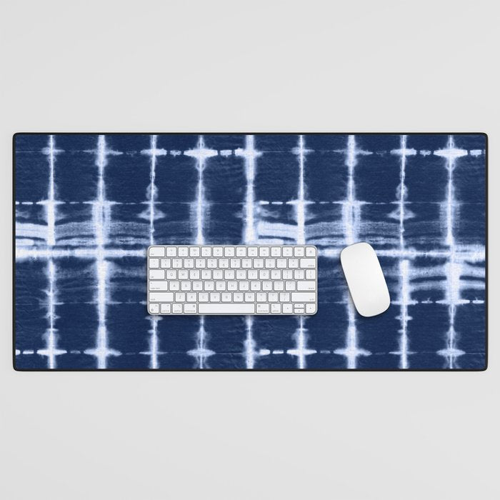 Shibori itajime indigo square pattern Desk Mat Gallery Image 1