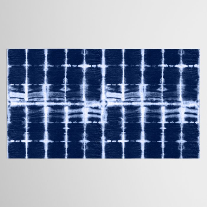 Shibori itajime indigo square pattern Tablecloth Gallery Image 2