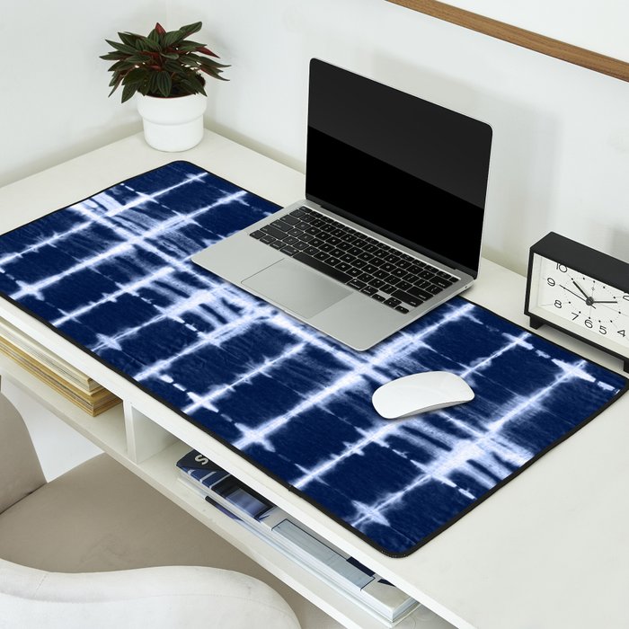 Shibori itajime indigo square pattern Desk Mat Gallery Image 2