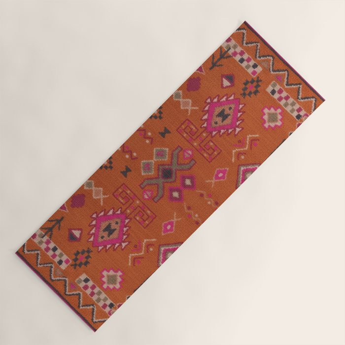 Moroccan Berber Geometric Pattern In Warm Earth Tones Yoga Mat Gallery Image 1