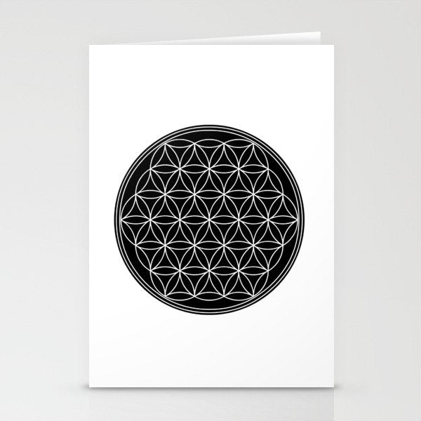 Flower of life on black Stationery Card Gallery Image 1