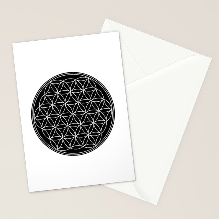 Flower of life on black Stationery Card Gallery Image 2