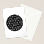 Flower of life on black Stationery Card Gallery Image 2