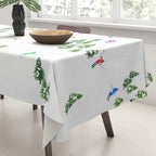 Downhill Mountain Aerial View Skiers - Winter skiing illustration Tablecloth Gallery Image 3