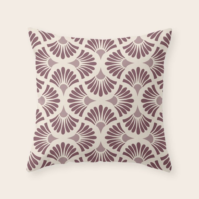 Vintage Fan Shell Pattern Throw Pillow Gallery Image 1