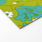 Green, Turquoise, and White Retro Flower Design Pattern Welcome Mat Gallery Image 2