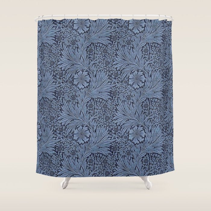 William Morris Marigold Navy Shower Curtain Gallery Image 1