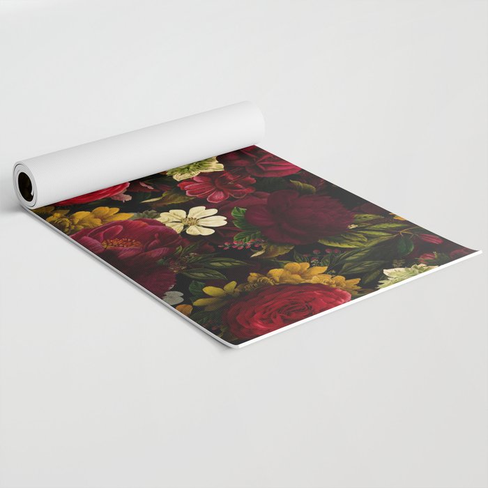 Dutch Midnight Vintage Red Roses Garden Yoga Mat Gallery Image 2