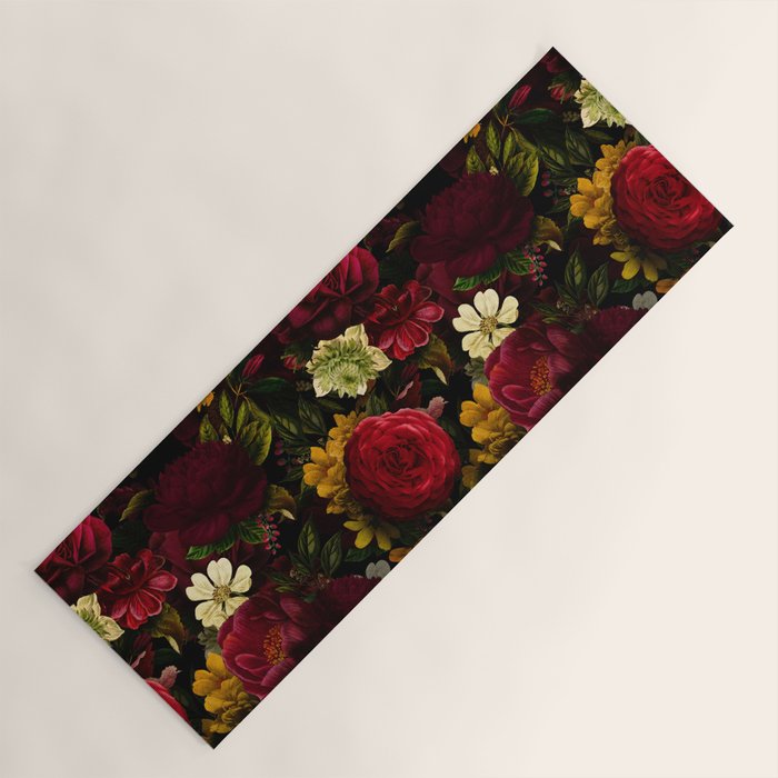 Dutch Midnight Vintage Red Roses Garden Yoga Mat Gallery Image 1
