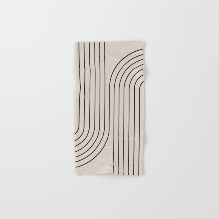 Minimal Line Curvature XCVI Vintage Creme & Black Mid Century Modern Arch Abstract Bath Towel Gallery Image 1