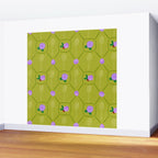 Tennis Rackets & Roses in Lime & Lavender Wall Mural Gallery Image 2