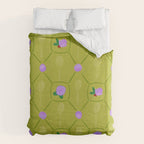 Tennis Rackets & Roses in Lime & Lavender Duvet Cover Gallery Image 6