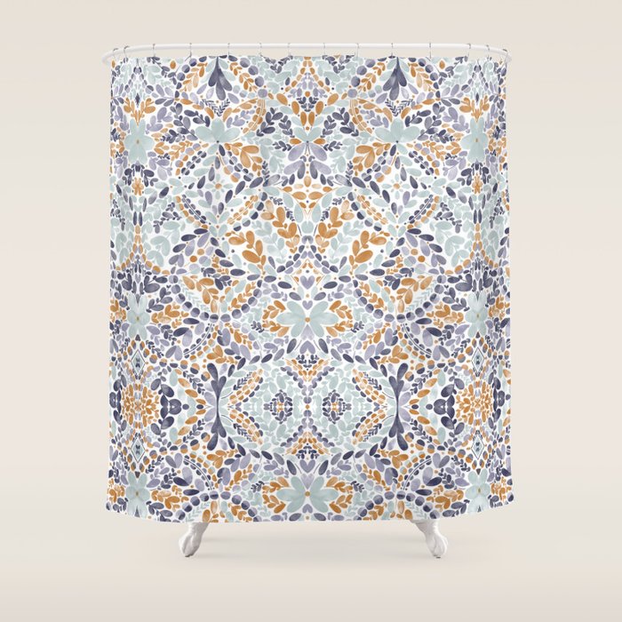 Artistic Floral Motif Medley Shower Curtain Gallery Image 1