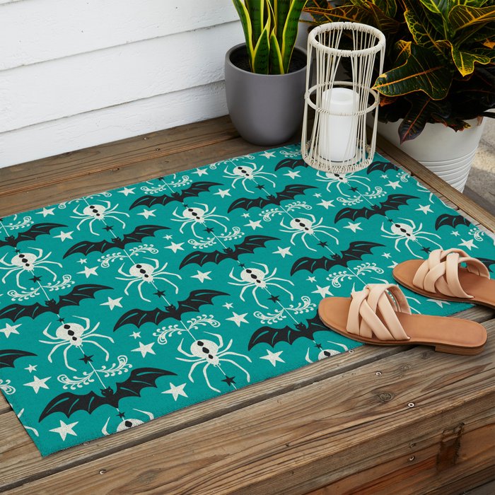 Night Creatures - Teal Outdoor Rug Gallery Image 2