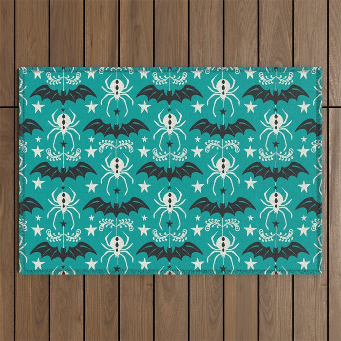 Night Creatures - Teal Outdoor Rug Gallery Image 1