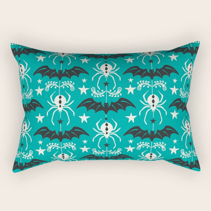 Night Creatures - Teal Rectangular Pillow Gallery Image 2