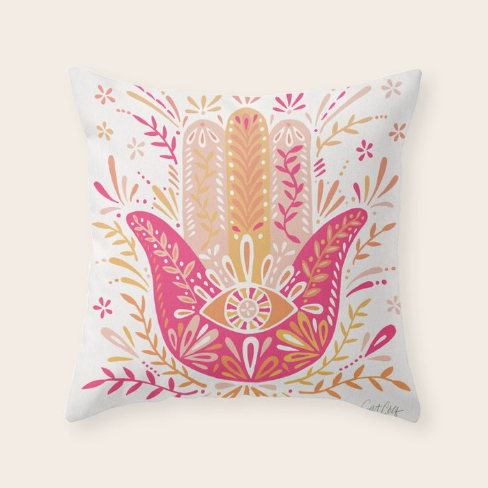 Hamsa Hand â Pink & Peach Palette Throw Pillow Gallery Image 6