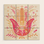 Hamsa Hand â Pink & Peach Palette Wood Wall Art Gallery Image 1