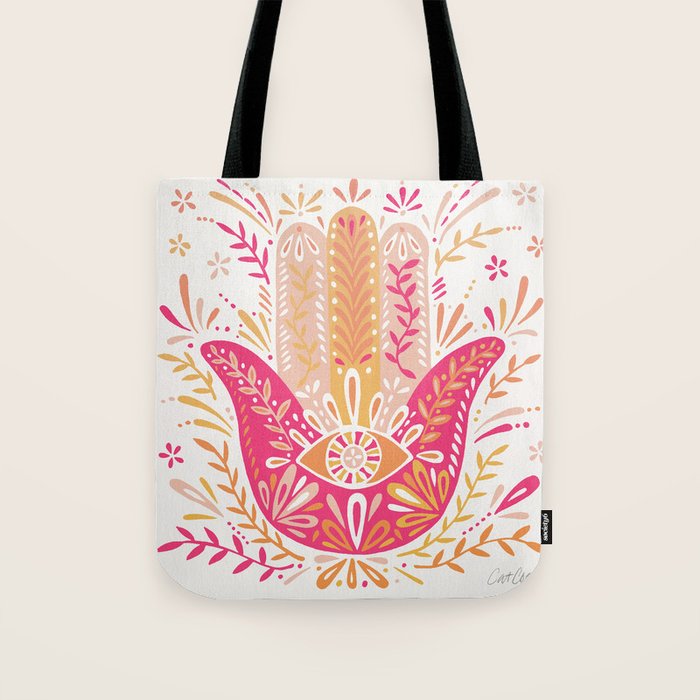 Hamsa Hand â Pink & Peach Palette Tote Bag Gallery Image 1