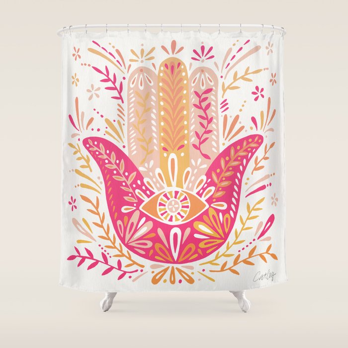 Hamsa Hand â Pink & Peach Palette Shower Curtain Gallery Image 1
