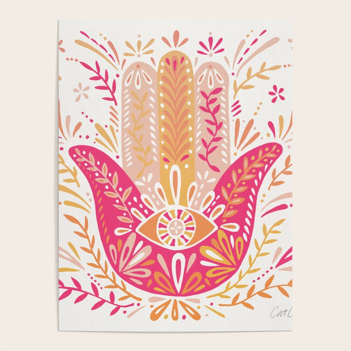 Hamsa Hand â Pink & Peach Palette Poster Gallery Image 1