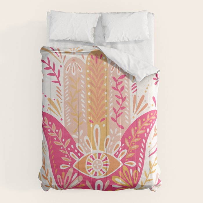 Hamsa Hand â Pink & Peach Palette Comforter Gallery Image 6