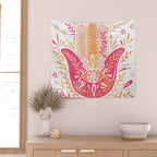 Hamsa Hand â Pink & Peach Palette Wall Tapestry Gallery Image 2