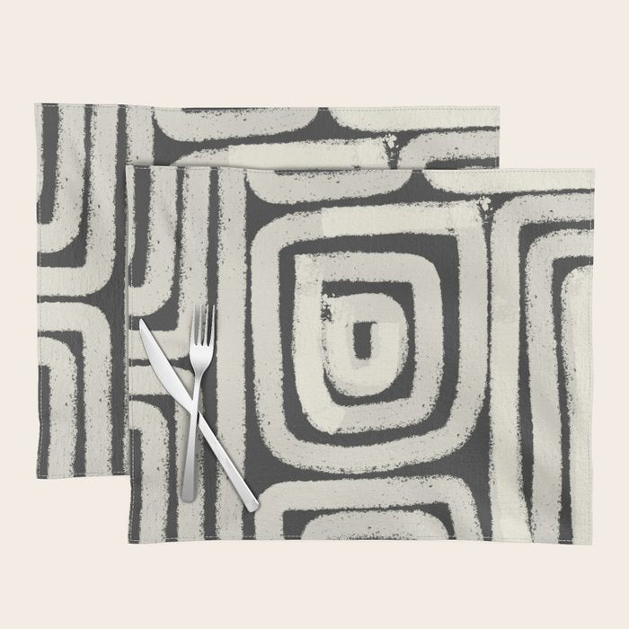 Boho black and white tribal design Placemat Gallery Image 1