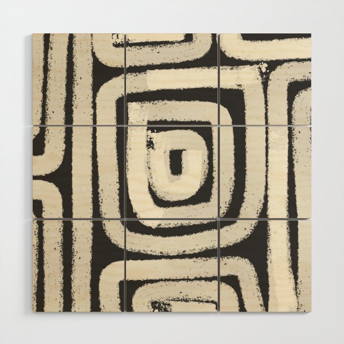 Boho black and white tribal design Wood Wall Art Gallery Image 1