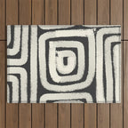 Boho black and white tribal design Outdoor Rug Gallery Image 1
