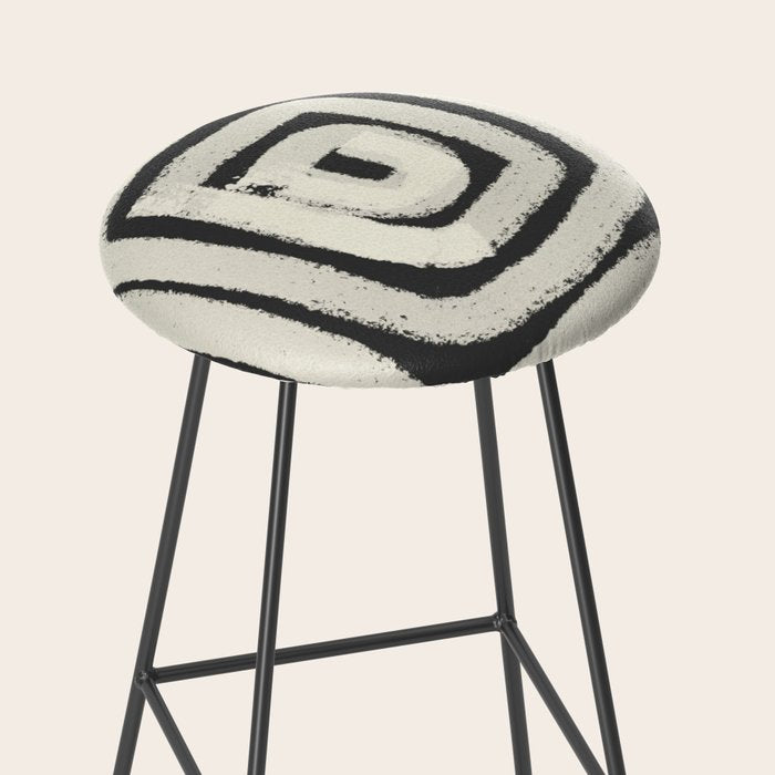 Boho black and white tribal design Stool Gallery Image 2