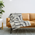 Boho black and white tribal design Throw Blanket Gallery Image 1