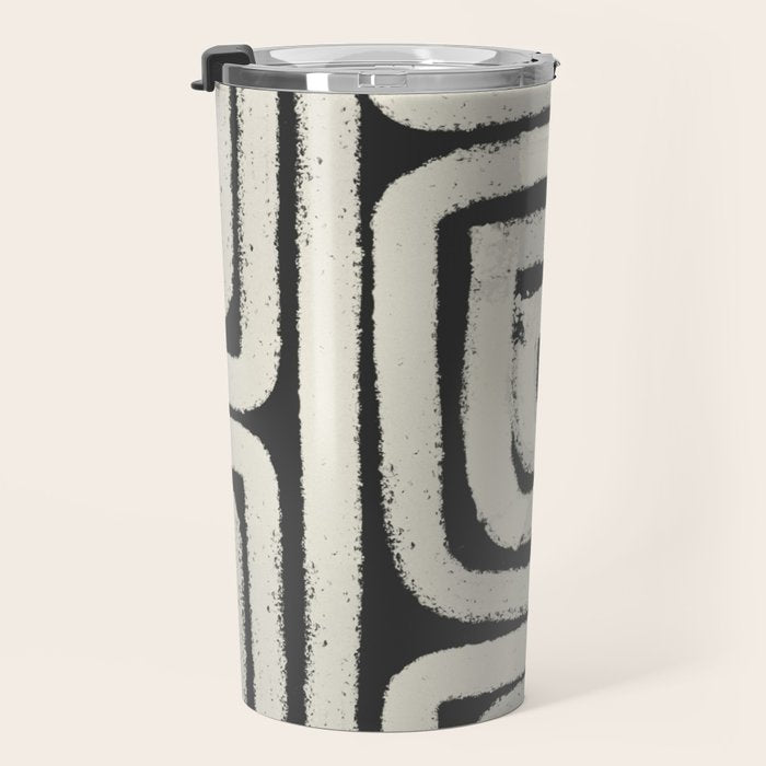 Boho black and white tribal design Travel Mug Gallery Image 3