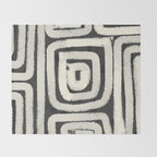 Boho black and white tribal design Throw Blanket Gallery Image 2