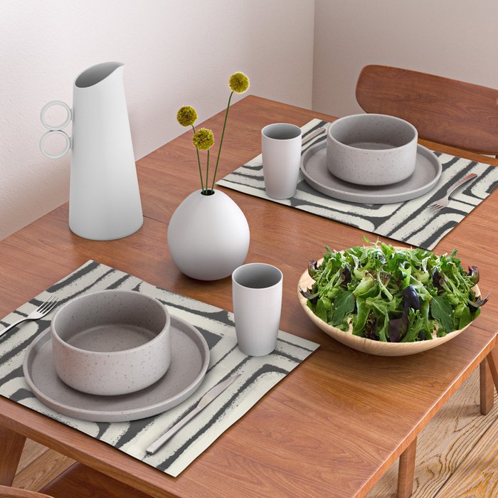 Boho black and white tribal design Placemat Gallery Image 2