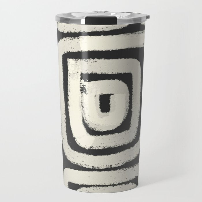 Boho black and white tribal design Travel Mug Gallery Image 1