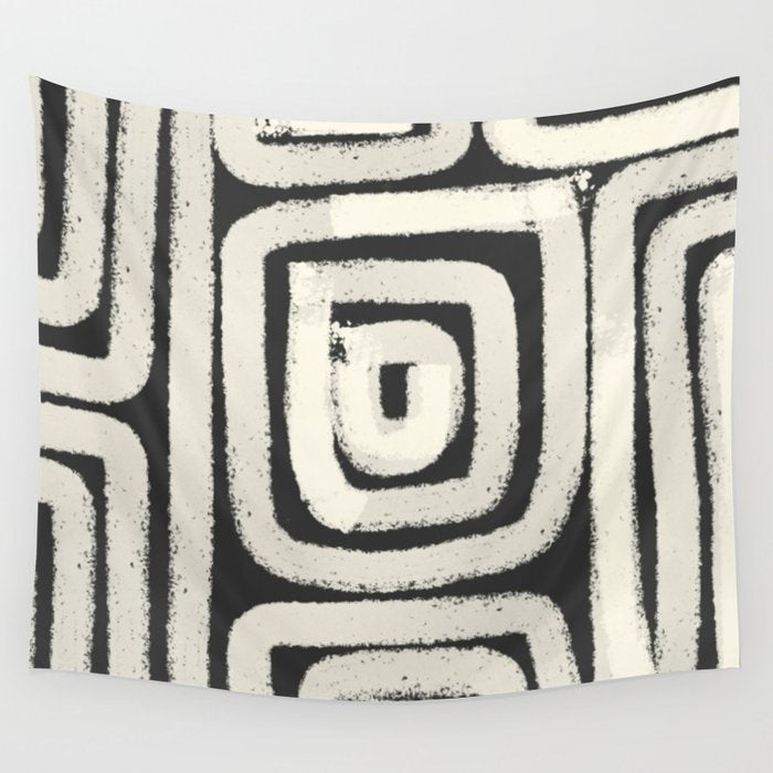 Boho black and white tribal design Wall Tapestry Gallery Image 4