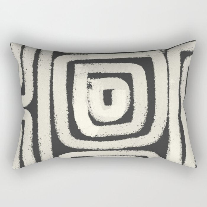 Boho black and white tribal design Rectangular Pillow Gallery Image 2