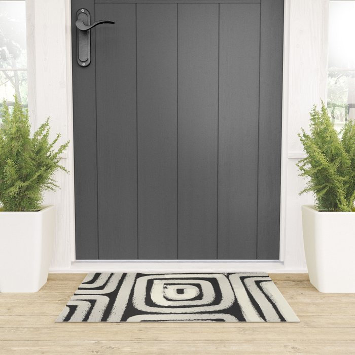 Boho black and white tribal design Welcome Mat Gallery Image 3