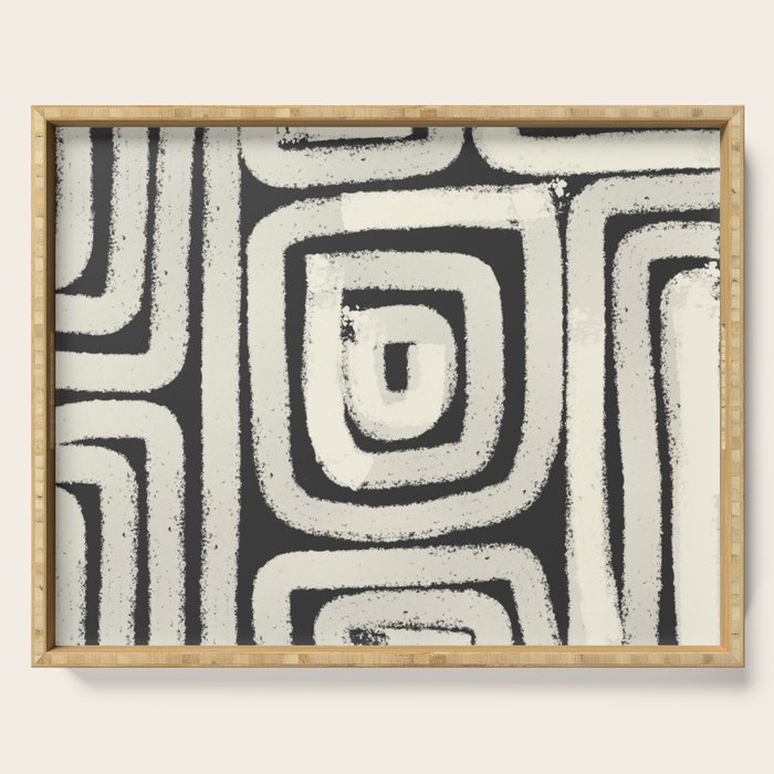 Boho black and white tribal design Serving Tray Gallery Image 1