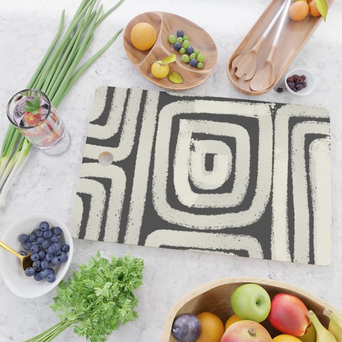Boho black and white tribal design Cutting Board Gallery Image 2